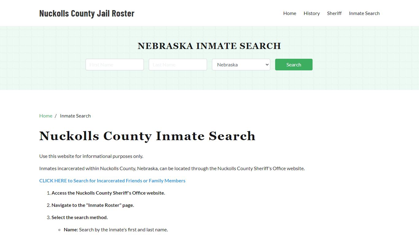 Nuckolls County, NE Detainee Lookup