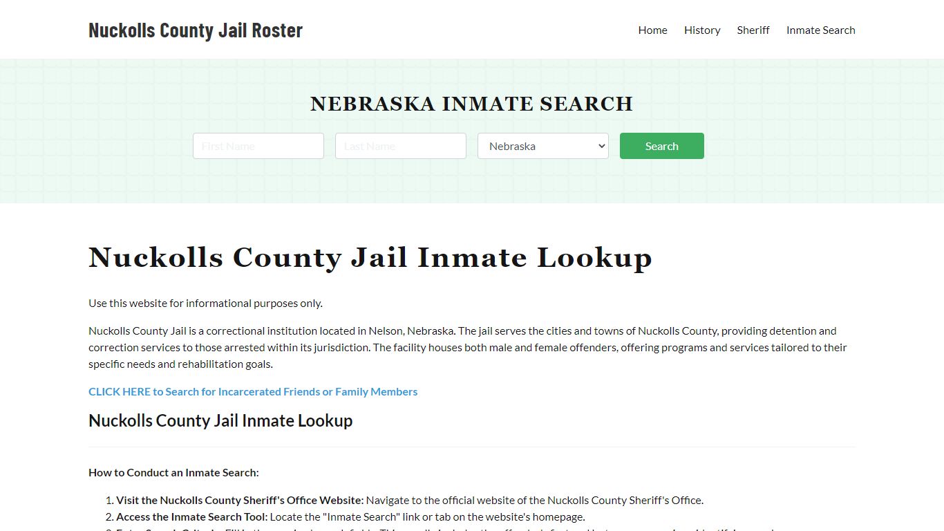 Nuckolls County Jail Roster Lookup, NE, Inmate Search