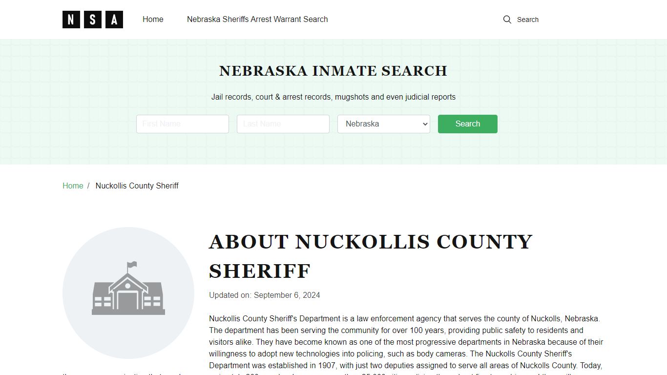 Nuckollis County Sheriff, Nebraska and County Jail Information